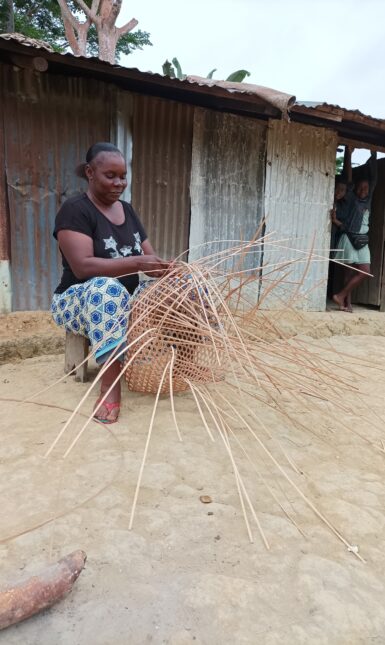 Fig 1 Weaving a fishing basket in Mananga